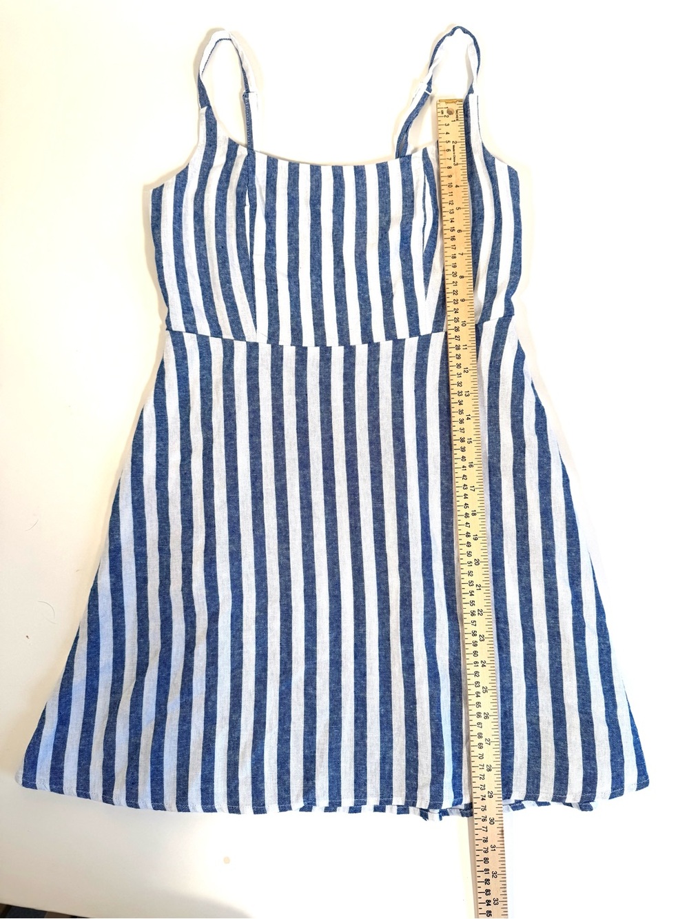 Old Navy Blue Striped Linen Blend Fit & Flare Cami Mini Dress with Pockets M EUC - Picture 16 of 16